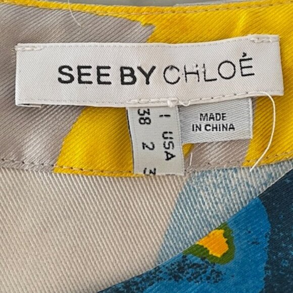 SEE BY CHLOE Vintage Silk Short Sleeve Mini Sheath Dress - Picture 10 of 17